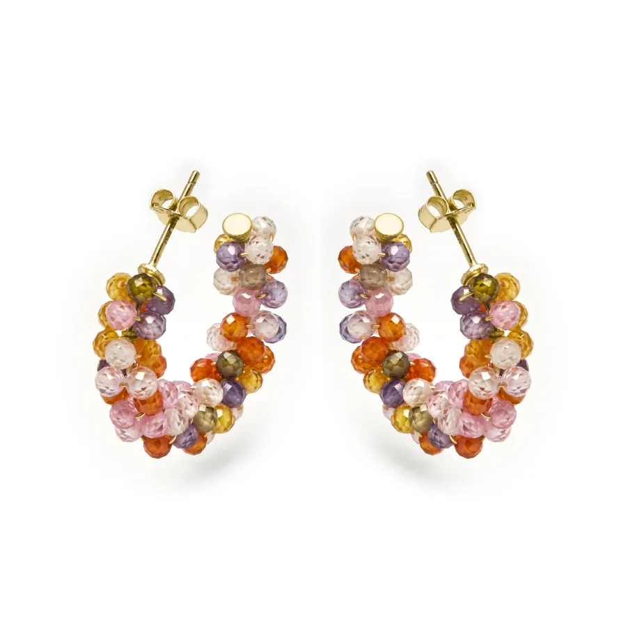 Pendientes de Plata de Ley 925 con Cristal Multicolor acabados en oro amarillo 18K - Salblai