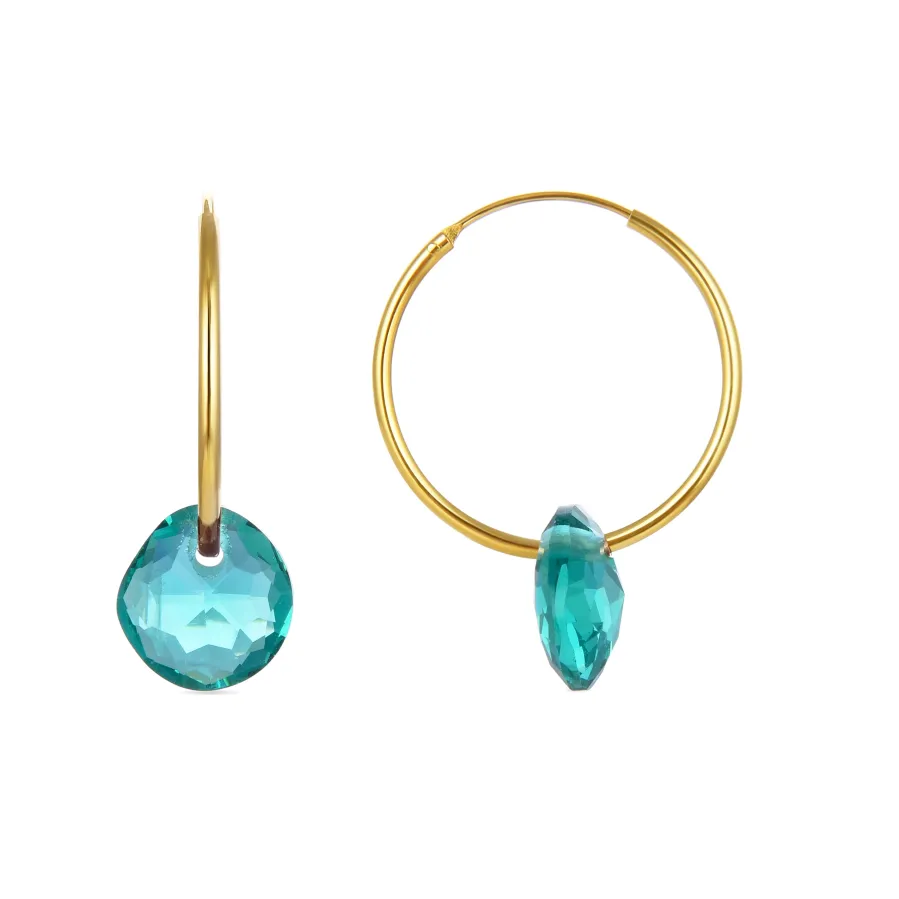 Pendientes de Plata de Ley 925 con Cuarzo Hidrotermal Verde acabados en oro amarillo 18K - Vanshy