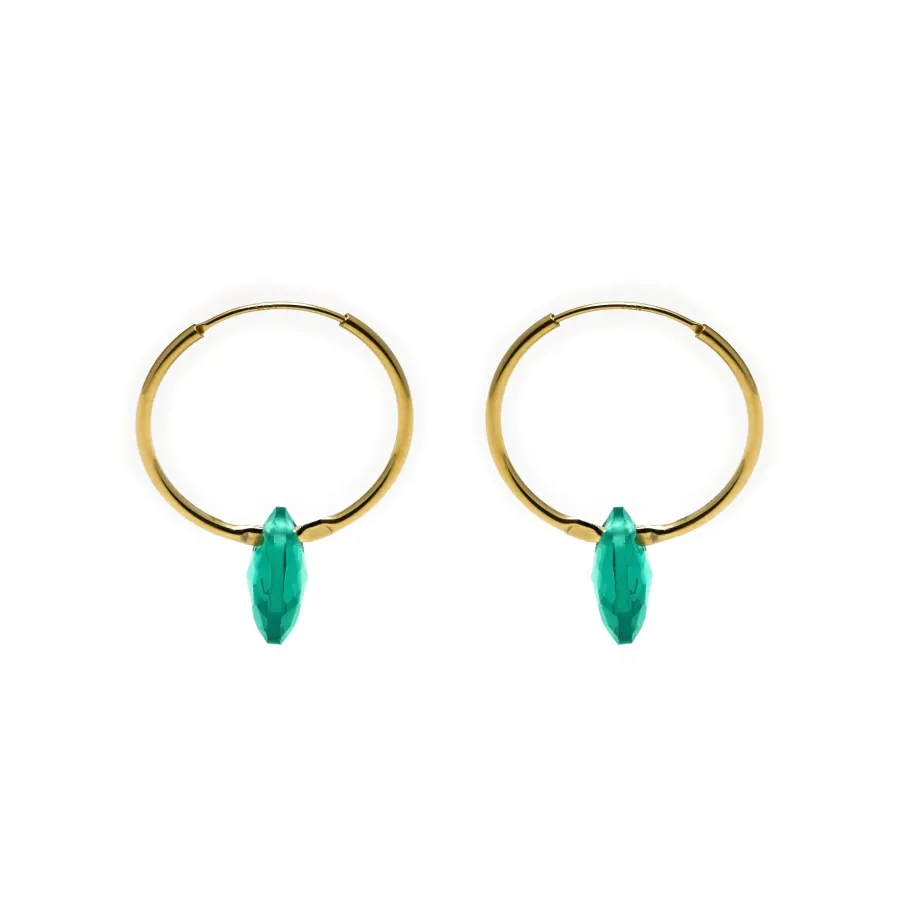 Pendientes de Plata de Ley 925 con Cuarzo Hidrotermal Verde acabados en oro amarillo 18K - Vanshy