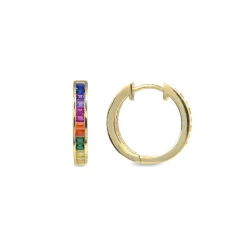 Pendientes de Plata de Ley 925 con Circonita Multicolor acabados en oro amarillo 18K - Tuhato