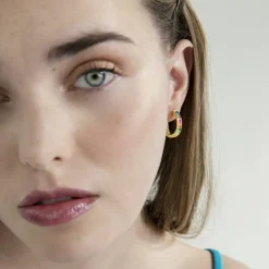 Pendientes de Plata de Ley 925 con Circonita Multicolor acabados en oro amarillo 18K - Tuhato