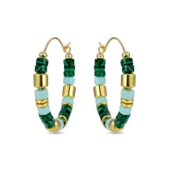 Pendientes de Plata de Ley 925 con Malaquita acabados en oro amarillo 18K - Ihun