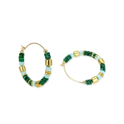 Pendientes de Plata de Ley 925 con Malaquita acabados en oro amarillo 18K - Ihun