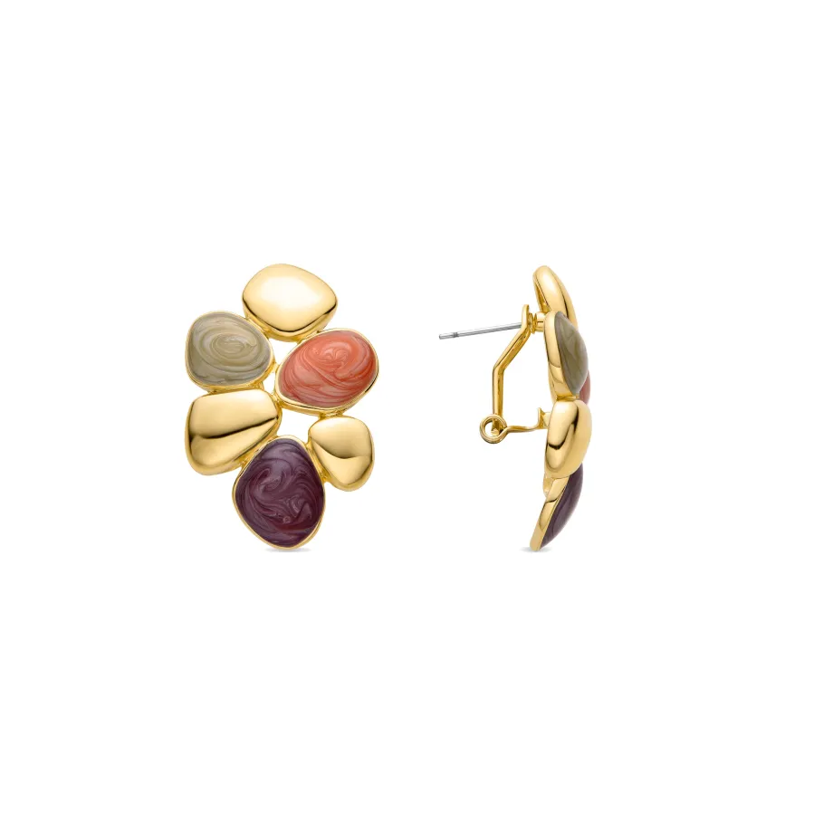 Pendientes de Resina Naranja acabados en oro amarillo 18K - Niro