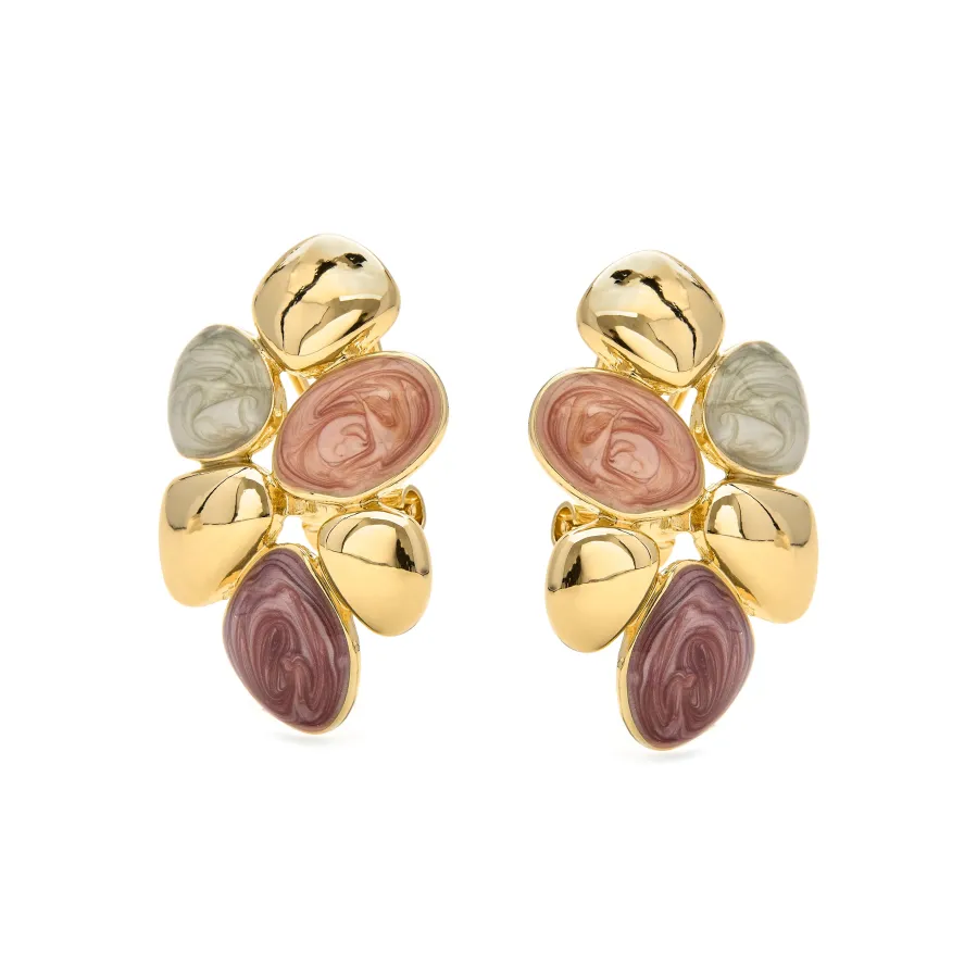 Pendientes de Resina Naranja acabados en oro amarillo 18K - Niro