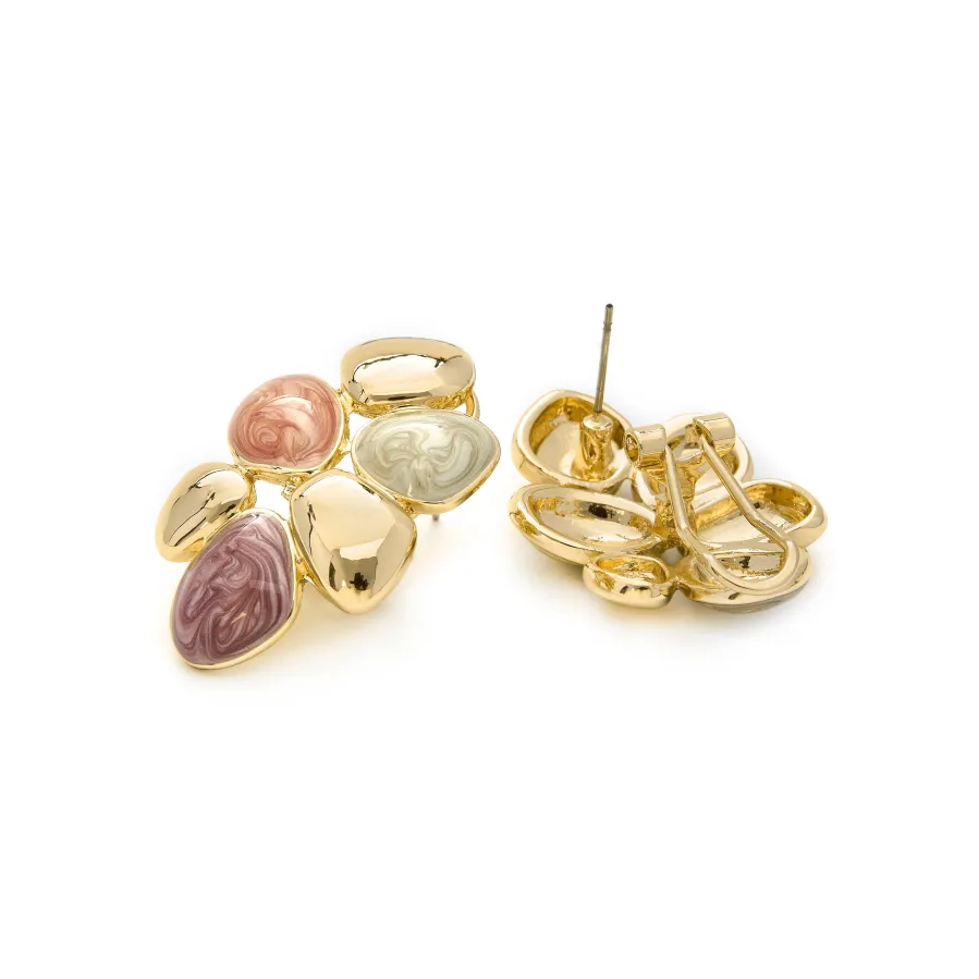 Pendientes de Resina Naranja acabados en oro amarillo 18K - Niro