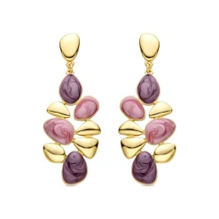 Pendientes de Resina Violeta acabados en oro amarillo 18K - Nortul