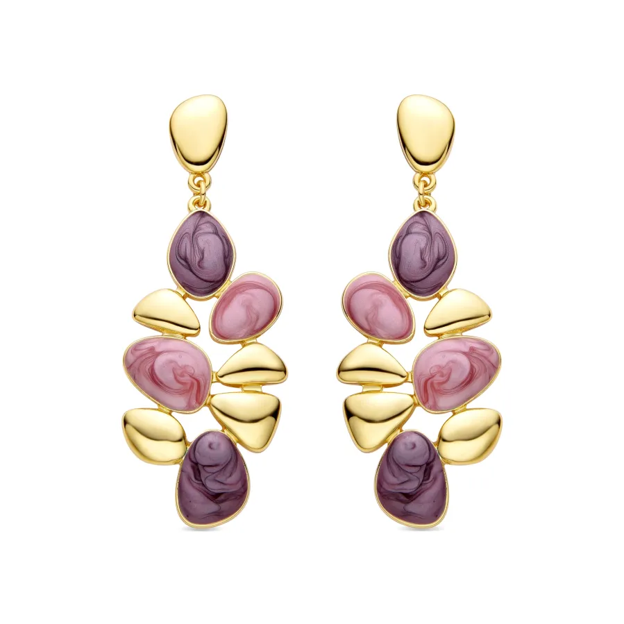 Pendientes de Resina Violeta acabados en oro amarillo 18K - Nortul