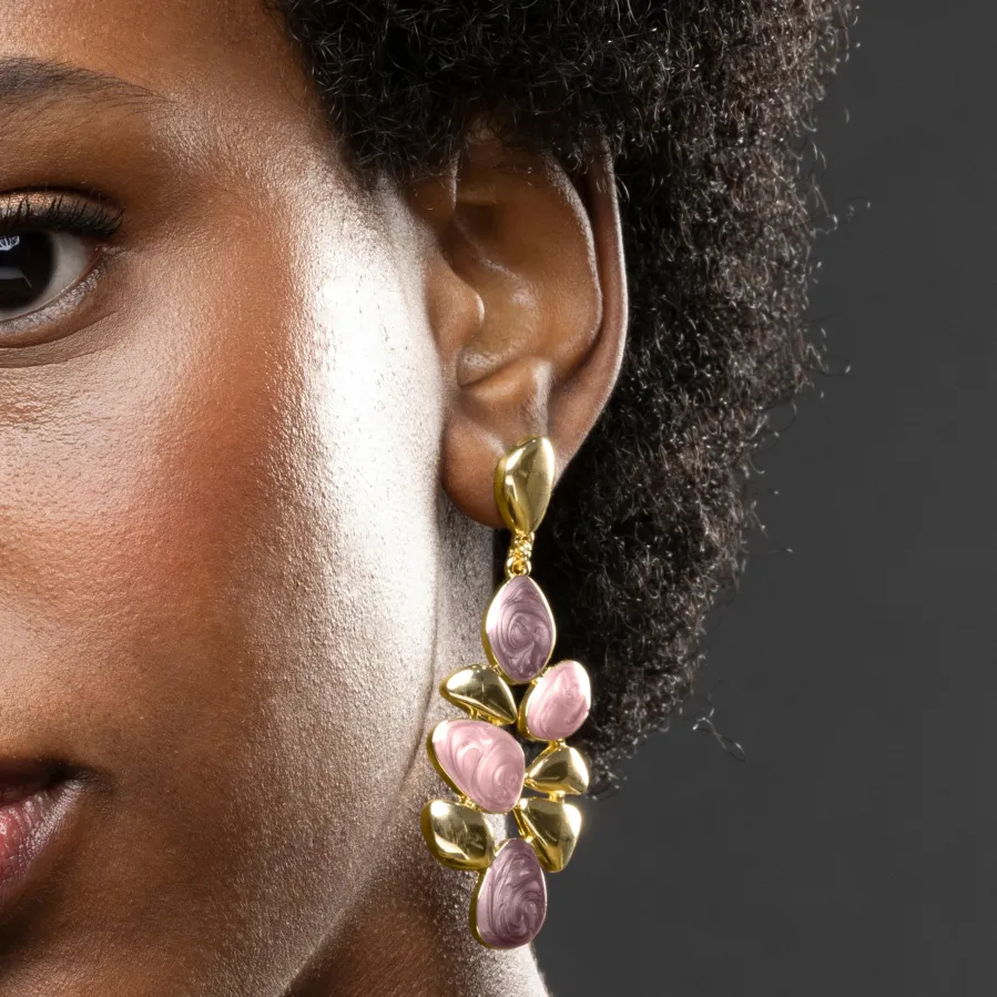 Pendientes de Resina Violeta acabados en oro amarillo 18K - Nortul