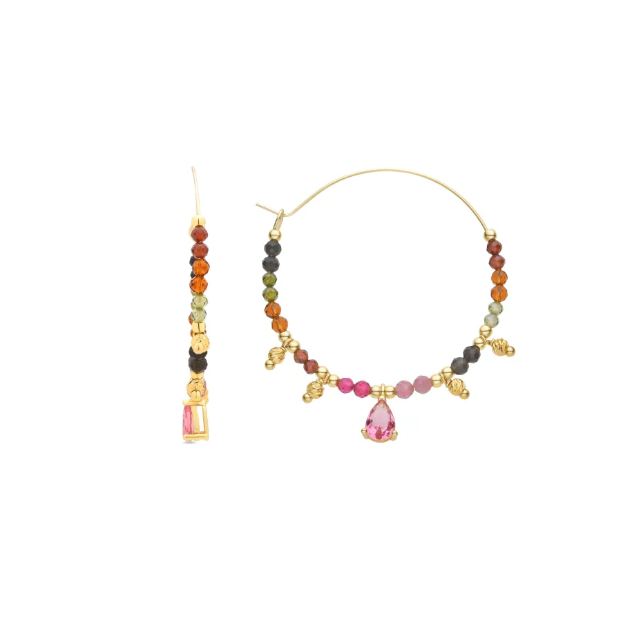 Pendientes de Turmalina Multicolor acabados en oro amarillo 18K - Baim