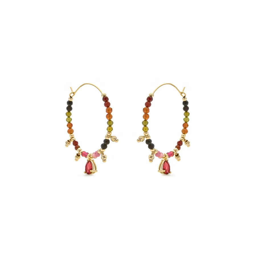 Pendientes de Turmalina Multicolor acabados en oro amarillo 18K - Baim