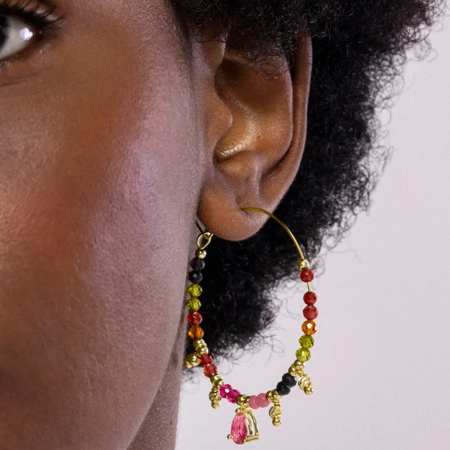 Pendientes de Turmalina Multicolor acabados en oro amarillo 18K - Baim