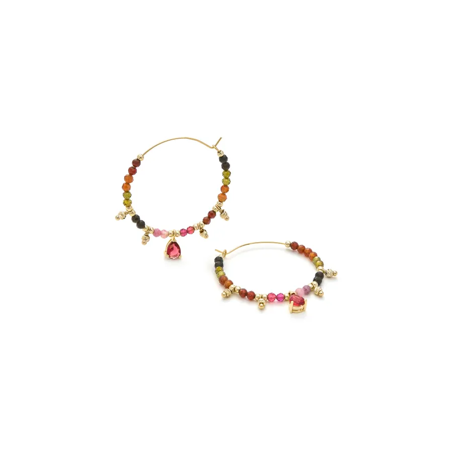 Pendientes de Turmalina Multicolor acabados en oro amarillo 18K - Baim