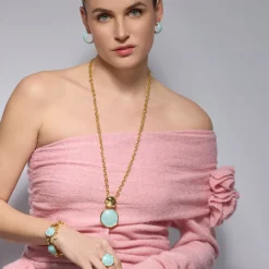 Pendientes Haiss de Lacado Azul acabado oro amarillo de 18k