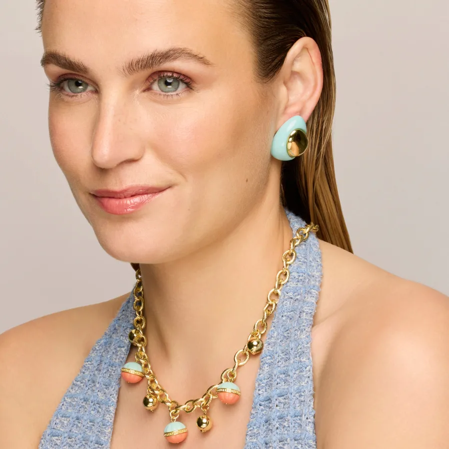 Pendientes Jidun de Resina Azul acabado oro amarillo de 18k