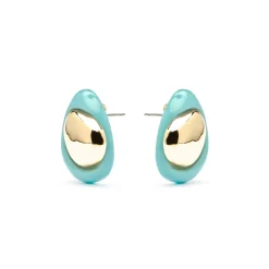 Pendientes Jidun de Resina Azul acabado oro amarillo de 18k