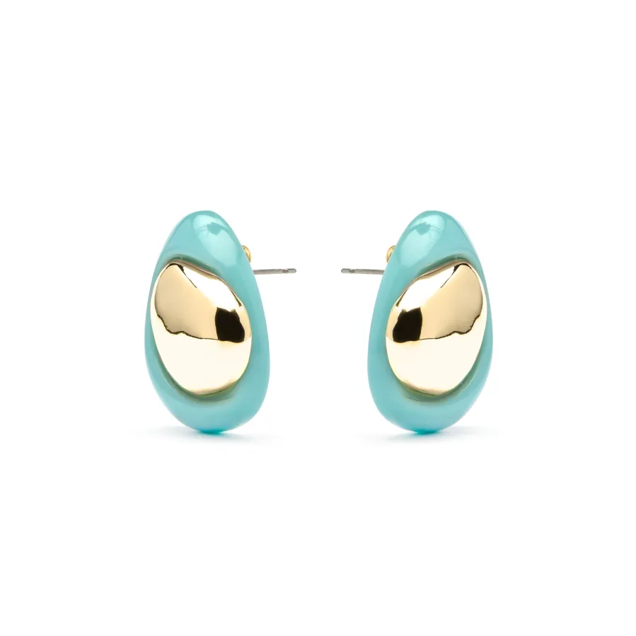 Pendientes Jidun de Resina Azul acabado oro amarillo de 18k