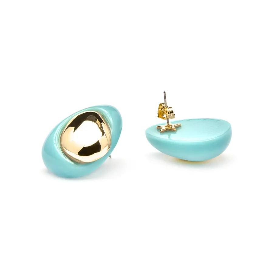 Pendientes Jidun de Resina Azul acabado oro amarillo de 18k