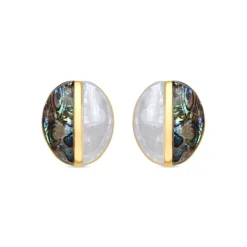 Pendientes Thisca de Madreperla Blanca acabado oro amarillo de 18k