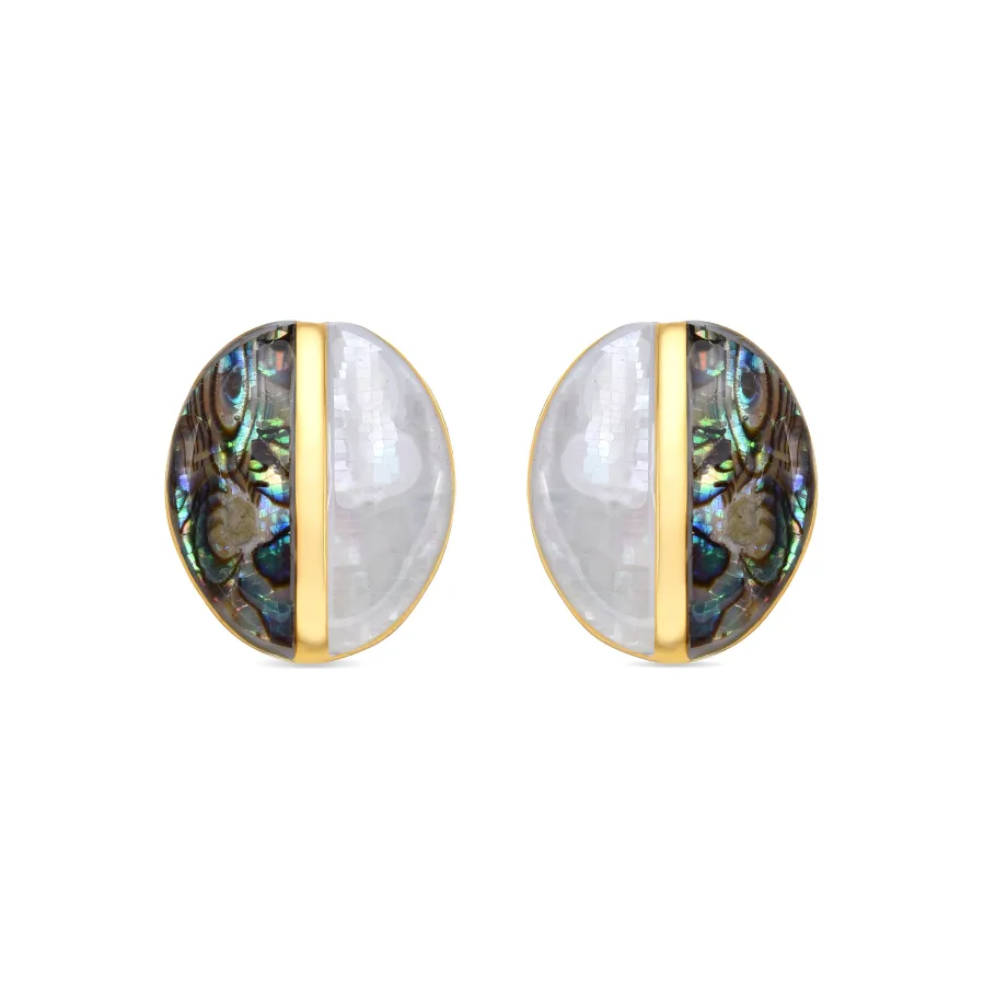Pendientes Thisca de Madreperla Blanca acabado oro amarillo de 18k