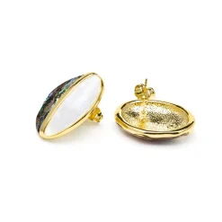 Pendientes Thisca de Madreperla Blanca acabado oro amarillo de 18k