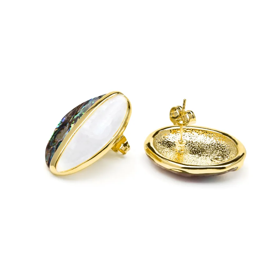 Pendientes Thisca de Madreperla Blanca acabado oro amarillo de 18k