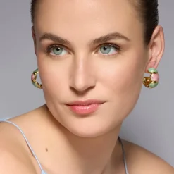 Pendientes Tydra de Lacado Multicolor acabado oro amarillo de 18k