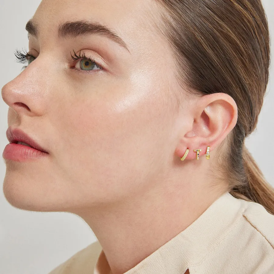 Piercing de Plata de Ley 925 con Circonita Brillante acabado en oro amarillo 18K - Rahlau