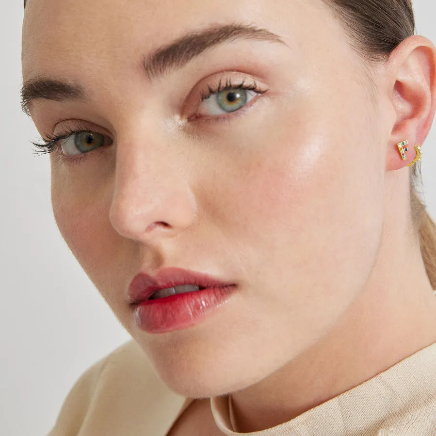 Piercing de Plata de Ley 925 con Circonita Brillante acabado en oro amarillo 18K - Rahlau