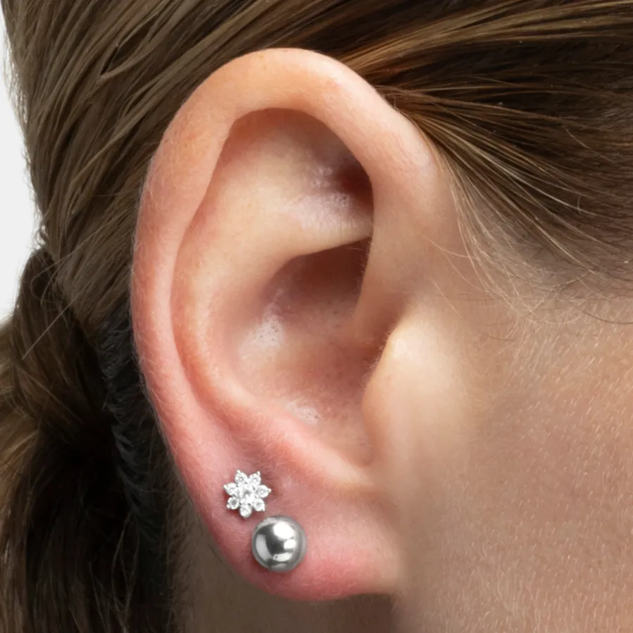 Piercing de Plata de Ley 925 con Circonita Brillante acabado en rodio - Fanti