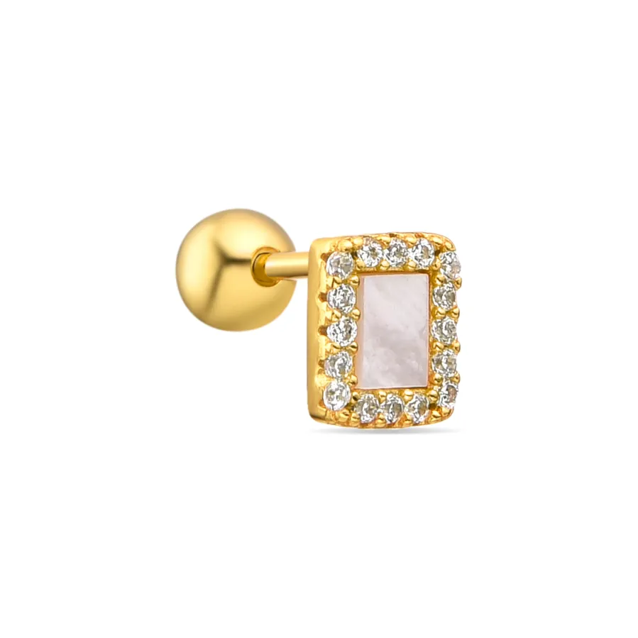 Piercing de Plata de Ley 925 y Madreperla Blanca acabado oro 18k - Xino