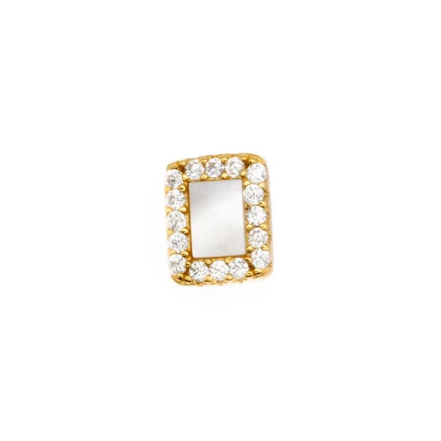Piercing de Plata de Ley 925 y Madreperla Blanca acabado oro 18k - Xino