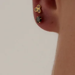 Piercing de Plata de Ley 925 con Circonita Brillante acabado en oro amarillo 18K - Abdel