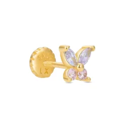 Piercing de Plata de Ley 925 con Circonita Multicolor acabado en oro amarillo 18K - Sysya