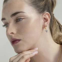Piercing de Plata de Ley 925 con Circonita Multicolor acabado en oro amarillo 18K - Sysya