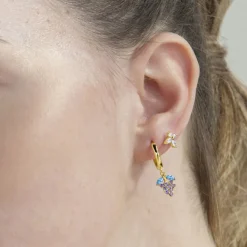 Piercing de Plata de Ley 925 con Circonita Multicolor acabado en oro amarillo 18K - Sysya