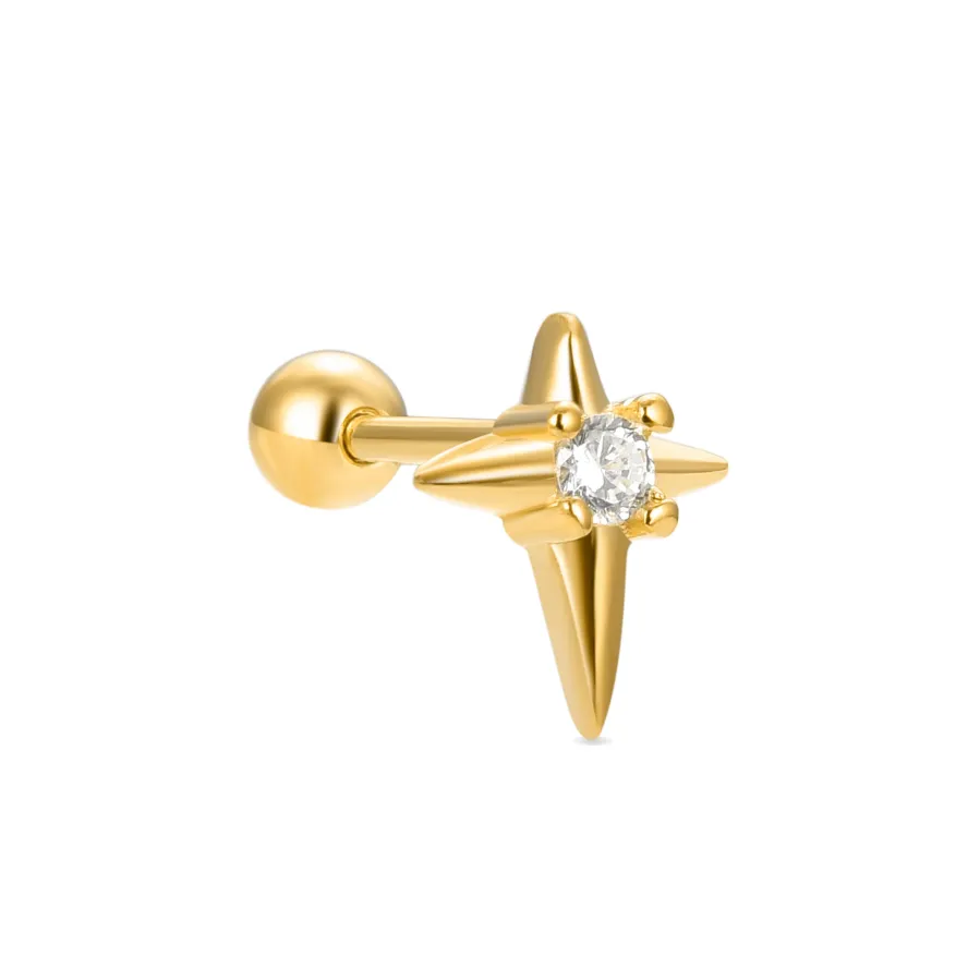 Piercing de Plata de Ley 925 con Circonita Brillante acabado en oro amarillo 18K - Dute