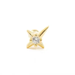 Piercing de Plata de Ley 925 con Circonita Brillante acabado en oro amarillo 18K - Dute