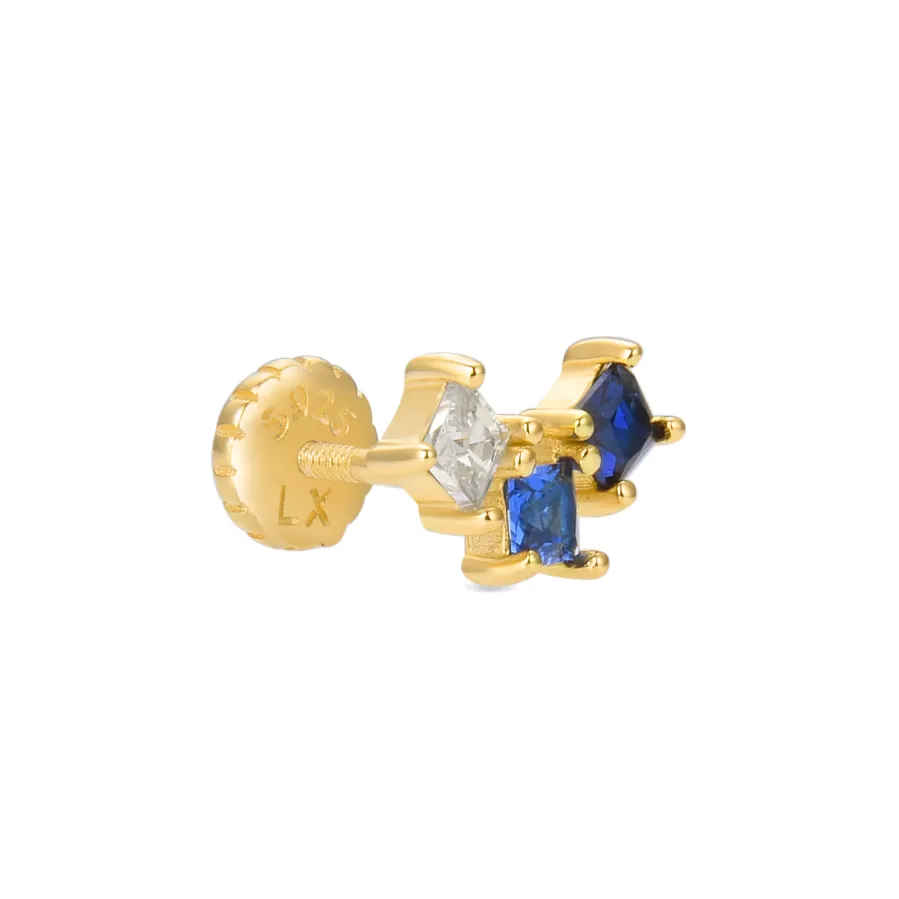 Piercing de Plata de Ley 925 con Circonita Multicolor acabado en oro amarillo 18K - Corci