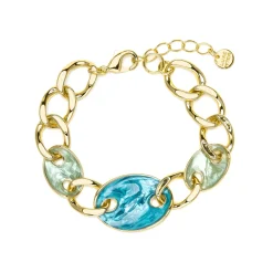 Pulsera acabado oro amarillo de 18k y Lacado Azul - Makan