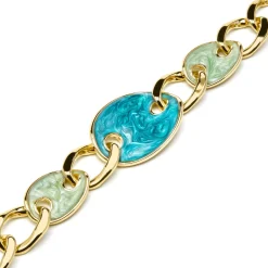 Pulsera acabado oro amarillo de 18k y Lacado Azul - Makan
