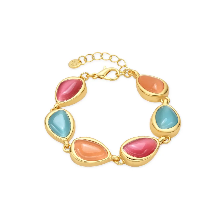 Pulsera acabado oro amarillo de 18k y Ojo de Gato Multicolor - Dulfo
