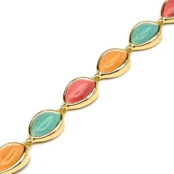 Pulsera acabado oro amarillo de 18k y Ojo de Gato Multicolor - Dulfo