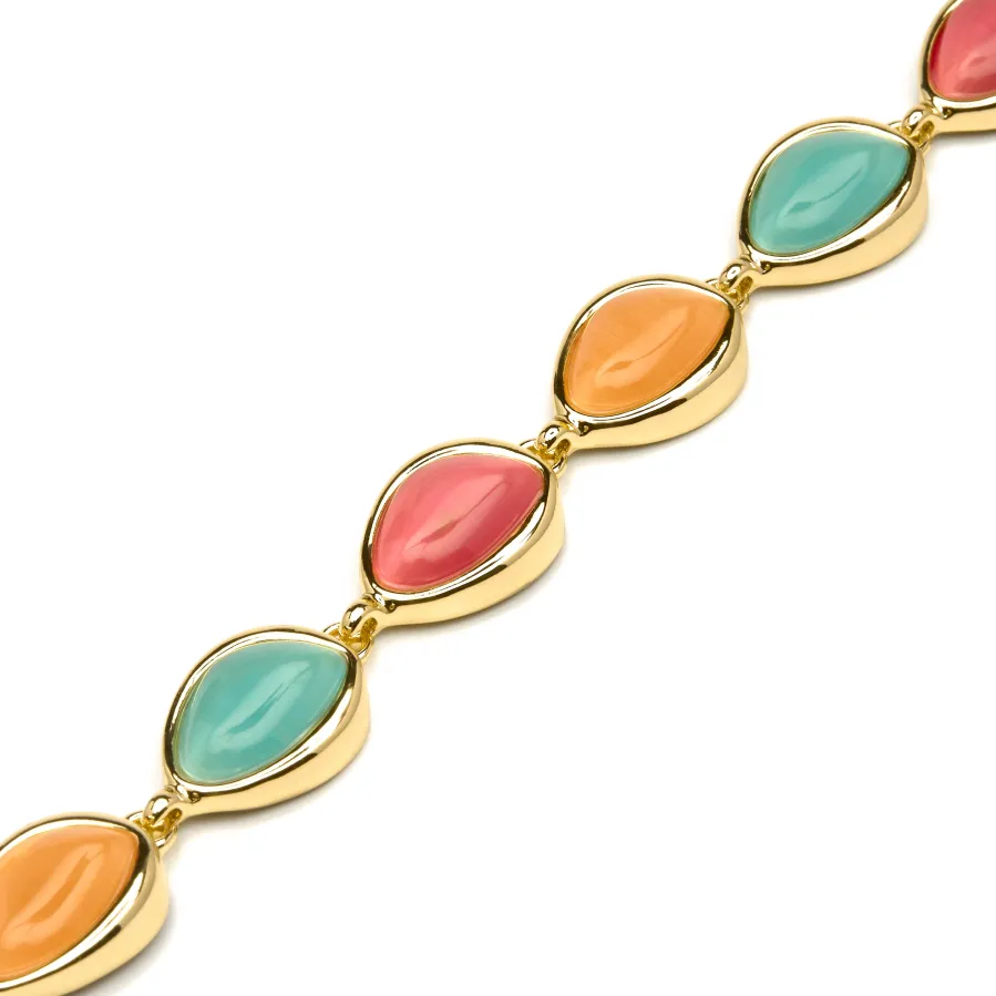 Pulsera acabado oro amarillo de 18k y Ojo de Gato Multicolor - Dulfo