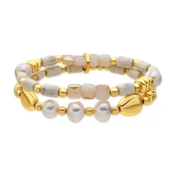 Pulsera acabado oro amarillo de 18k y Perla Blanca - Diriki