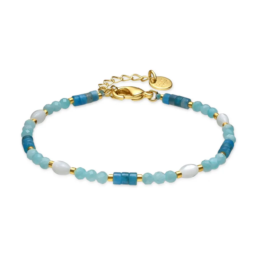 Pulsera acabado oro amarillo de 18k y Amazonita - Kico