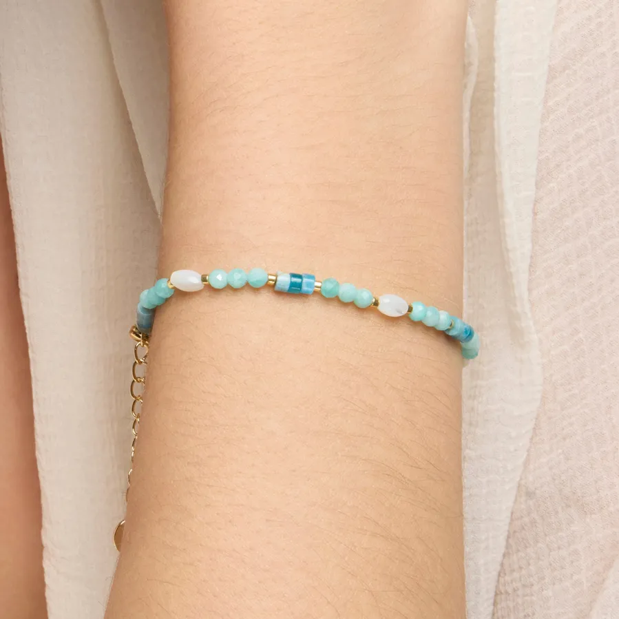 Pulsera acabado oro amarillo de 18k y Amazonita - Kico