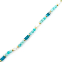 Pulsera acabado oro amarillo de 18k y Amazonita - Kico
