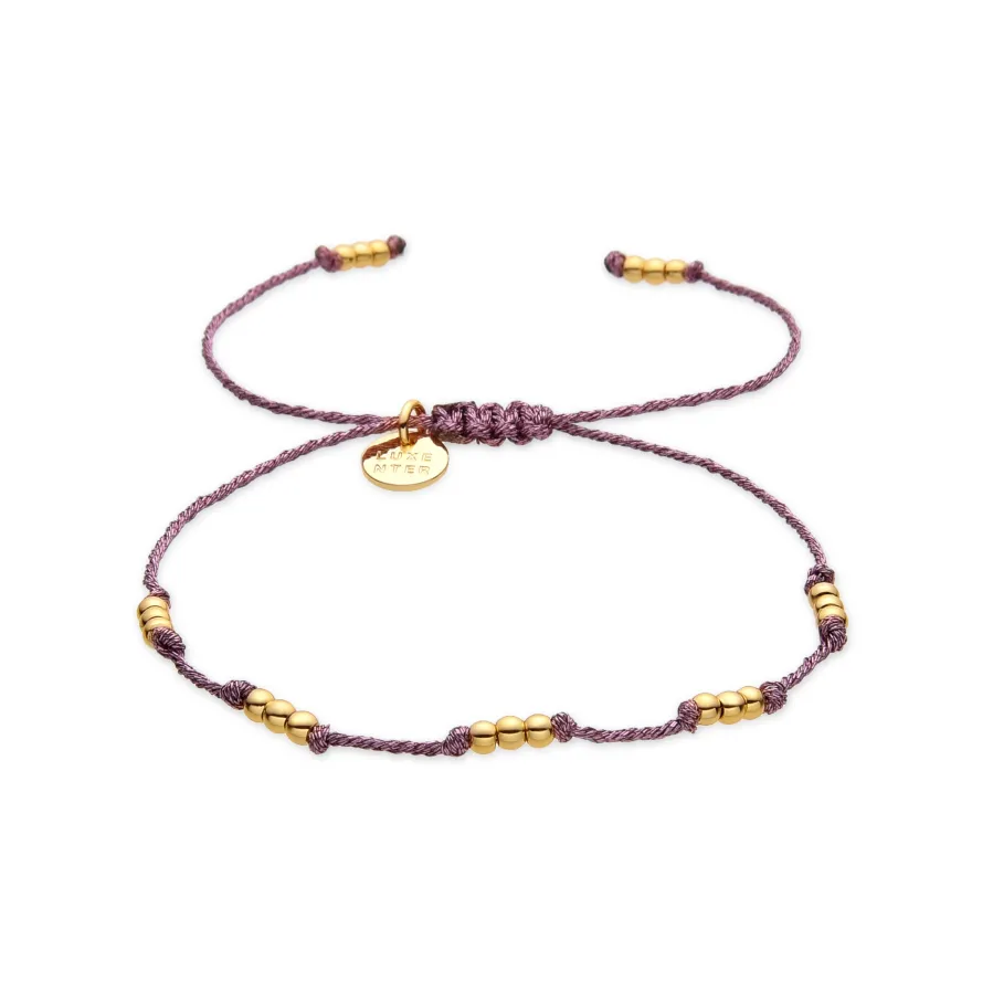 Pulsera acabado oro amarillo de 18k y Algodon Rosa - Ekilo