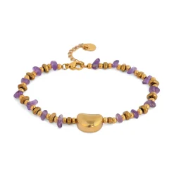 Pulsera acabado oro amarillo de 18k y Amatista Natural - Tarthae